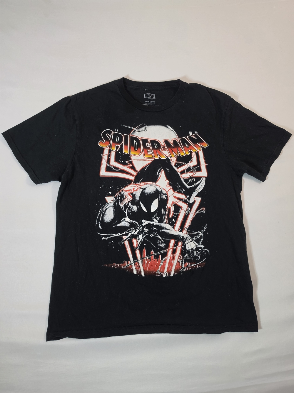 Marvel Spider-Man Black Graphic T-Shirt Men’s Medium M 100% Cotton